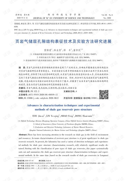 頁(yè)巖氣儲(chǔ)層孔隙結(jié)構(gòu)表征技術(shù)及實(shí)驗(yàn)方法研究進(jìn)展 論文